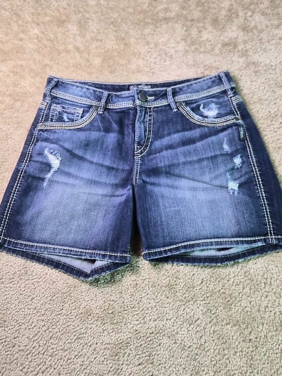 Silver Jeans Pants - Silver Jeans Suki Shorts Women Size 31 Blue Denim Pocket Embroidery F903